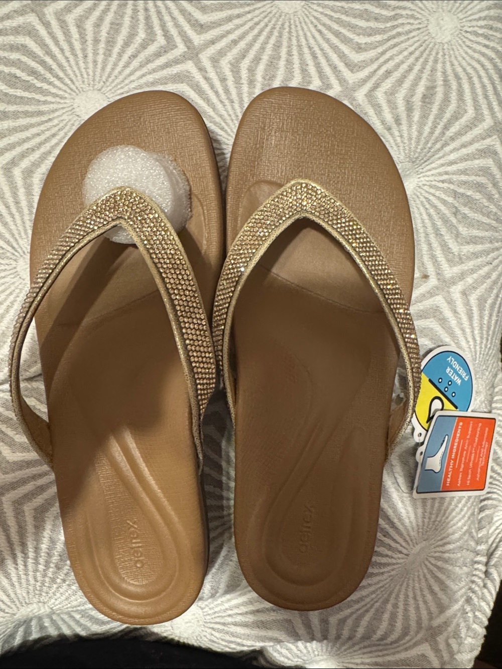 Aetrex Women’s Tan Rhinestone Thong Sandals